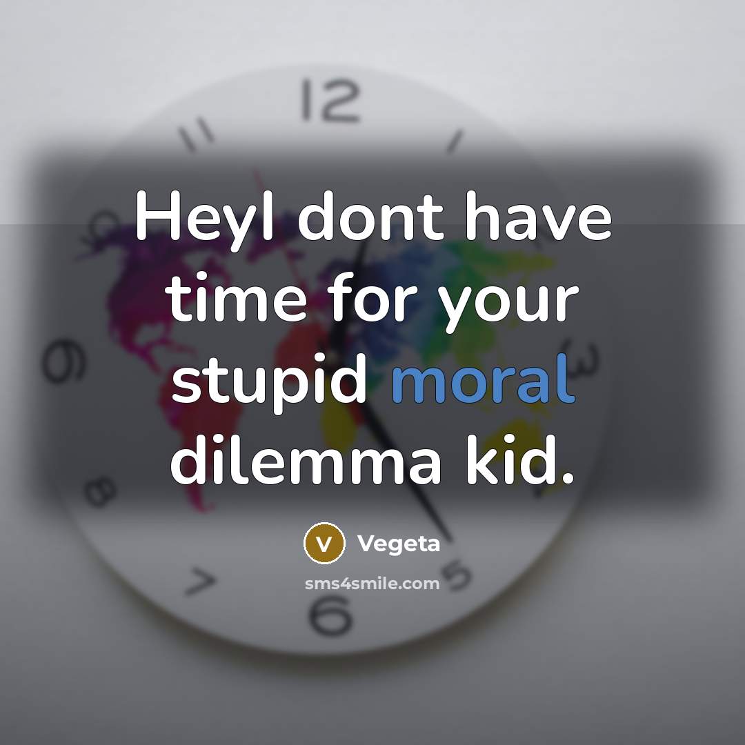 “HeyI dont have time for your stupid moral dilemma kid.” quote by Vegeta