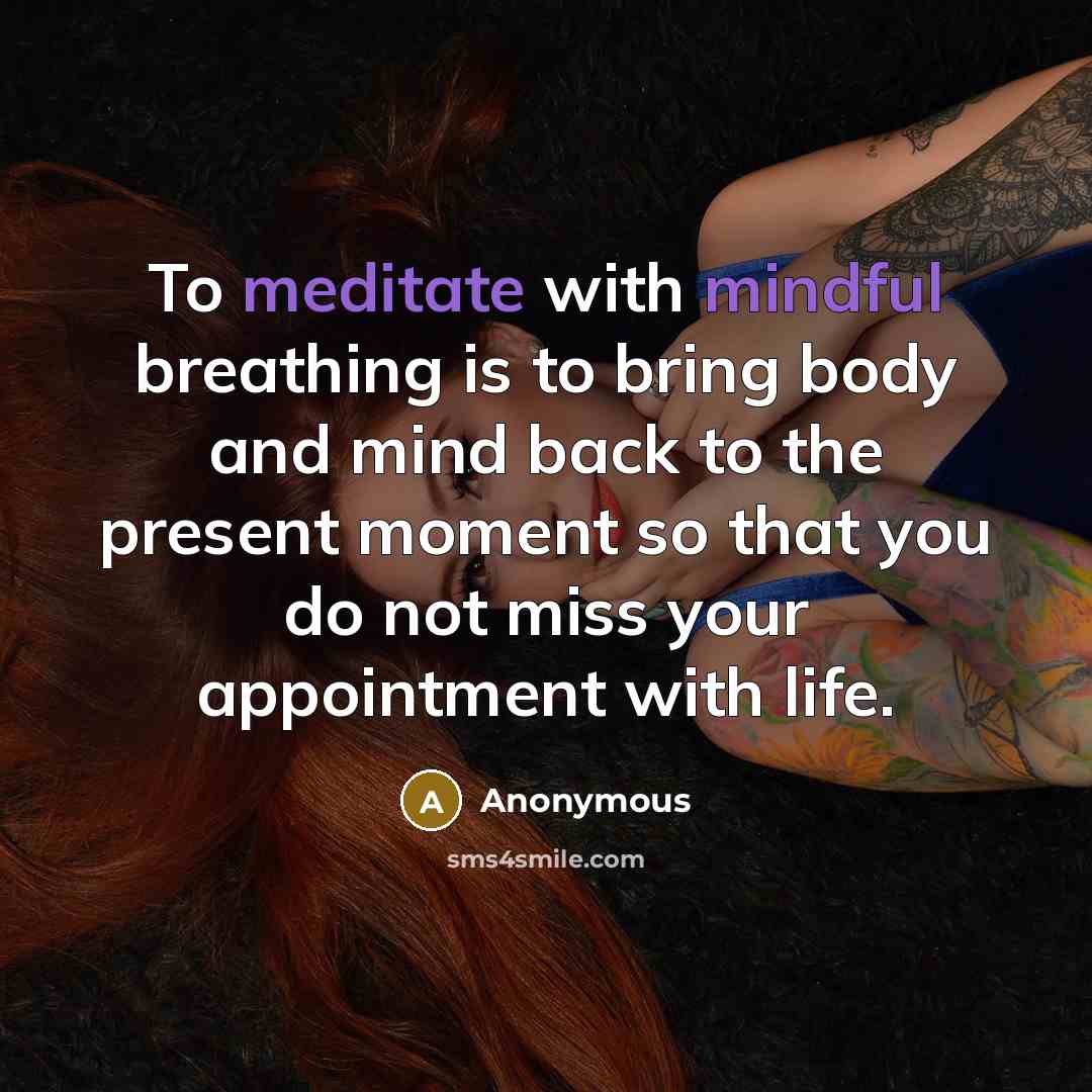 “To meditate with mindful breathing is to bring body and mind back to the present moment so that you do not miss your appointment with life.” quote by Anonymous