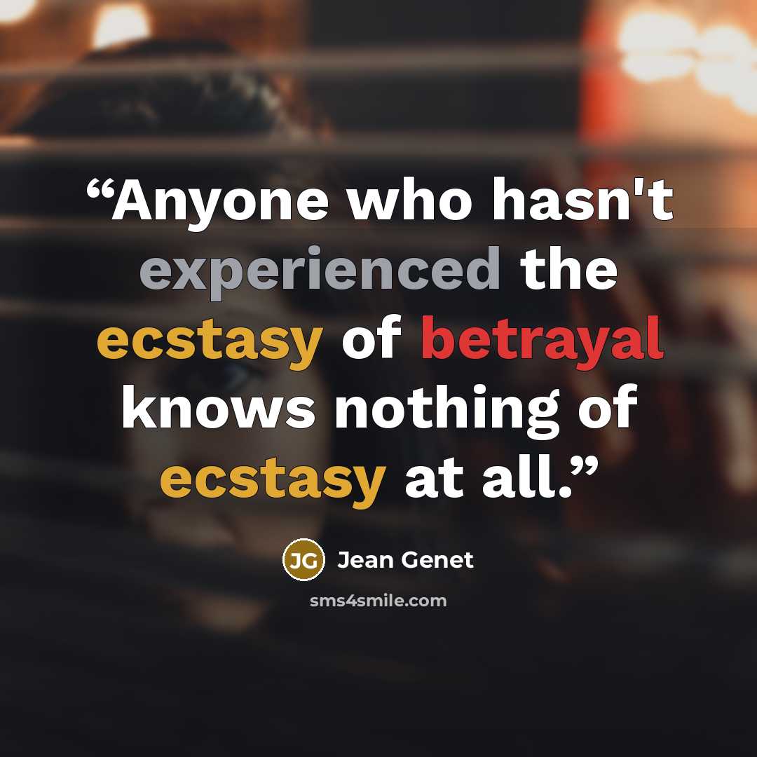 “Anyone who hasn't experienced the ecstasy of betrayal knows nothing of ecstasy at all.” quote by Jean Genet
