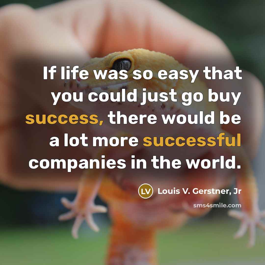 “If life was so easy that you could just go buy success, there would be a lot more successful companies in the world.” quote by Louis V. Gerstner, Jr