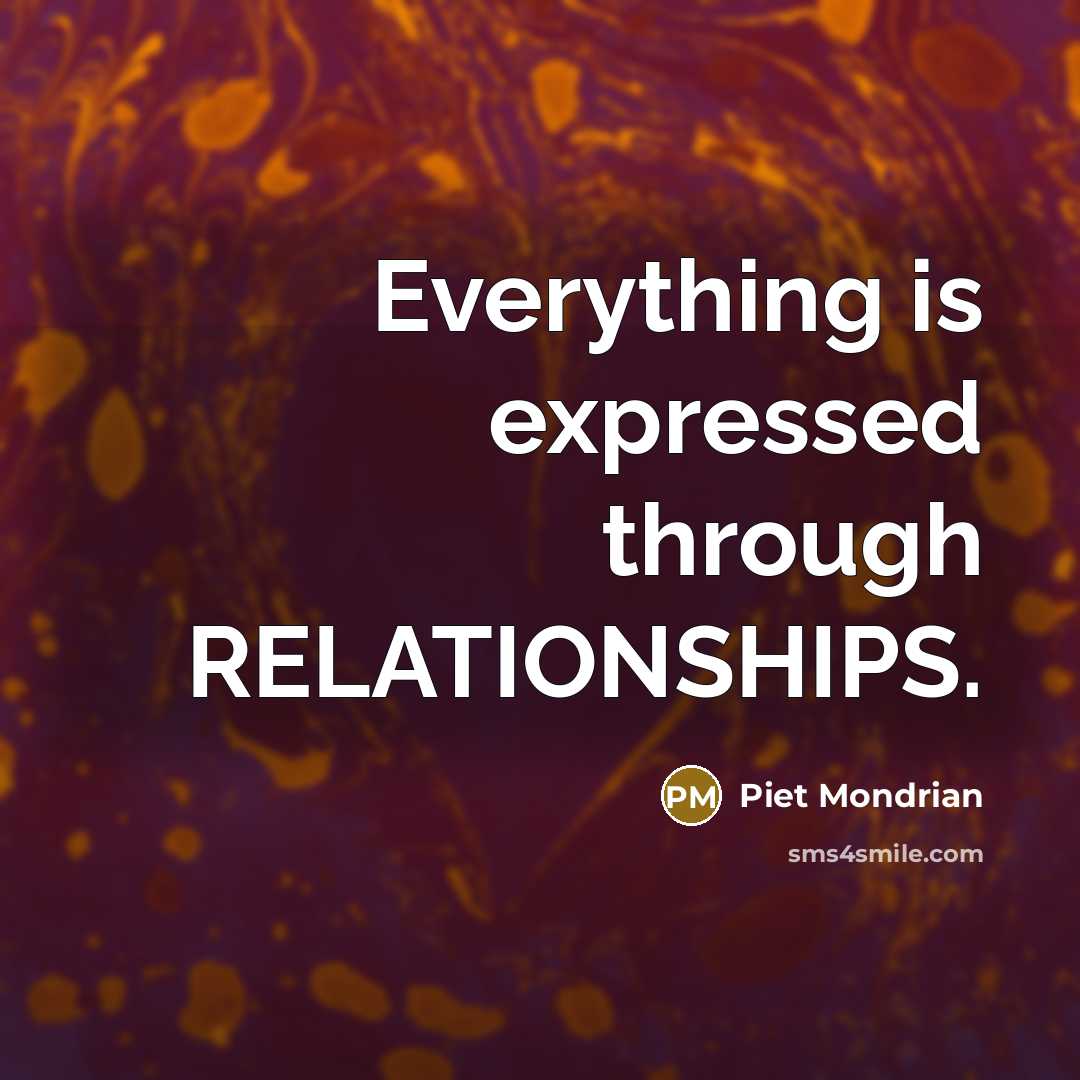 “Everything is expressed through RELATIONSHIPS.” quote by Piet Mondrian