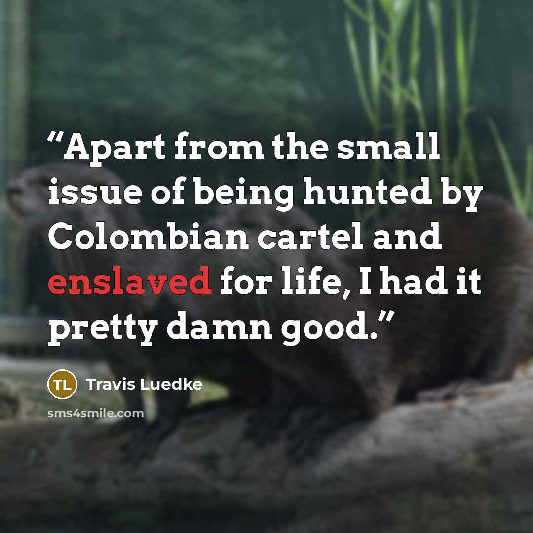 “Apart from the small issue of being hunted by Colombian cartel and enslaved for life, I had it pretty damn good.” quote by Travis Luedke