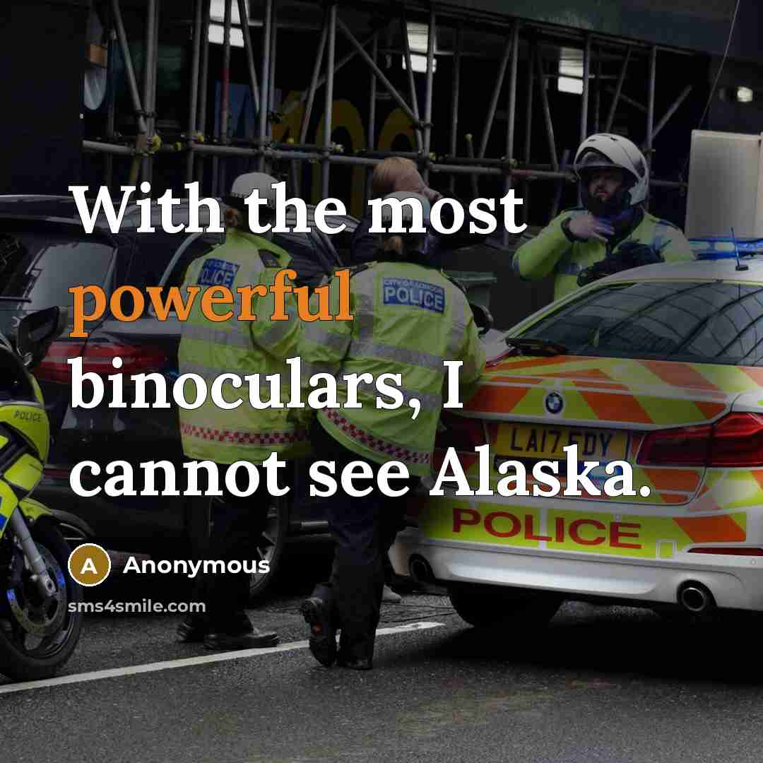 “With the most powerful binoculars, I cannot see Alaska.” quote by Anonymous