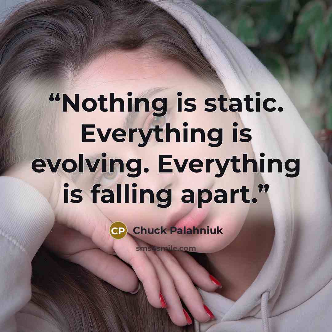 “Nothing is static. Everything is evolving. Everything is falling apart.” quote by Chuck Palahniuk