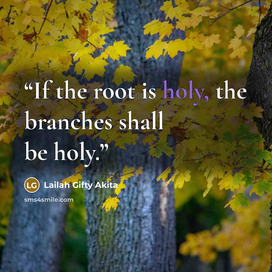“If the root is holy, the branches shall be holy.” quote by Lailah Gifty Akita