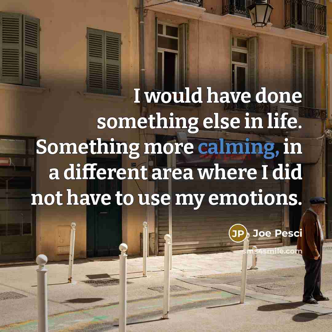 “I would have done something else in life. Something more calming, in a different area where I did not have to use my emotions.” quote by Joe Pesci