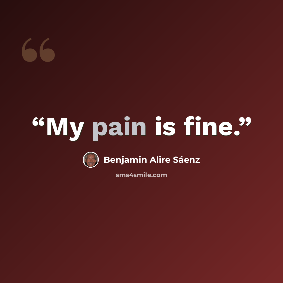 “My pain is fine.” quote by Benjamin Alire Sáenz