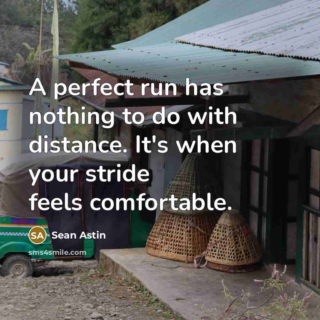 “A perfect run has nothing to do with distance. It's when your stride feels comfortable.” quote by Sean Astin