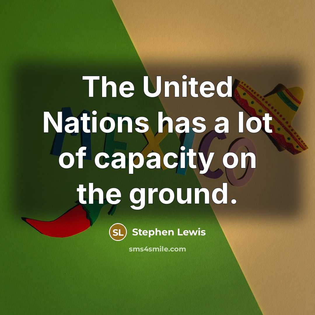 “The United Nations has a lot of capacity on the ground.” quote by Stephen Lewis
