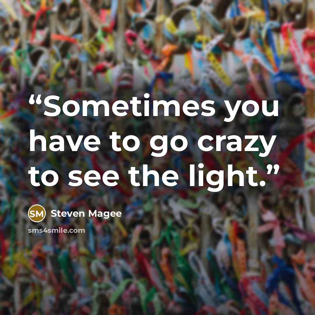 “Sometimes you have to go crazy to see the light.” quote by Steven Magee