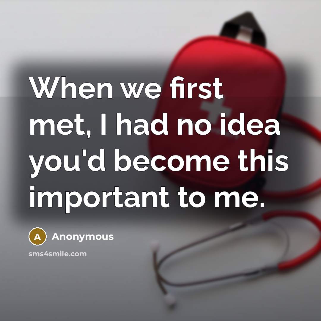 “When we first met, I had no idea you'd become this important to me.” quote by Anonymous