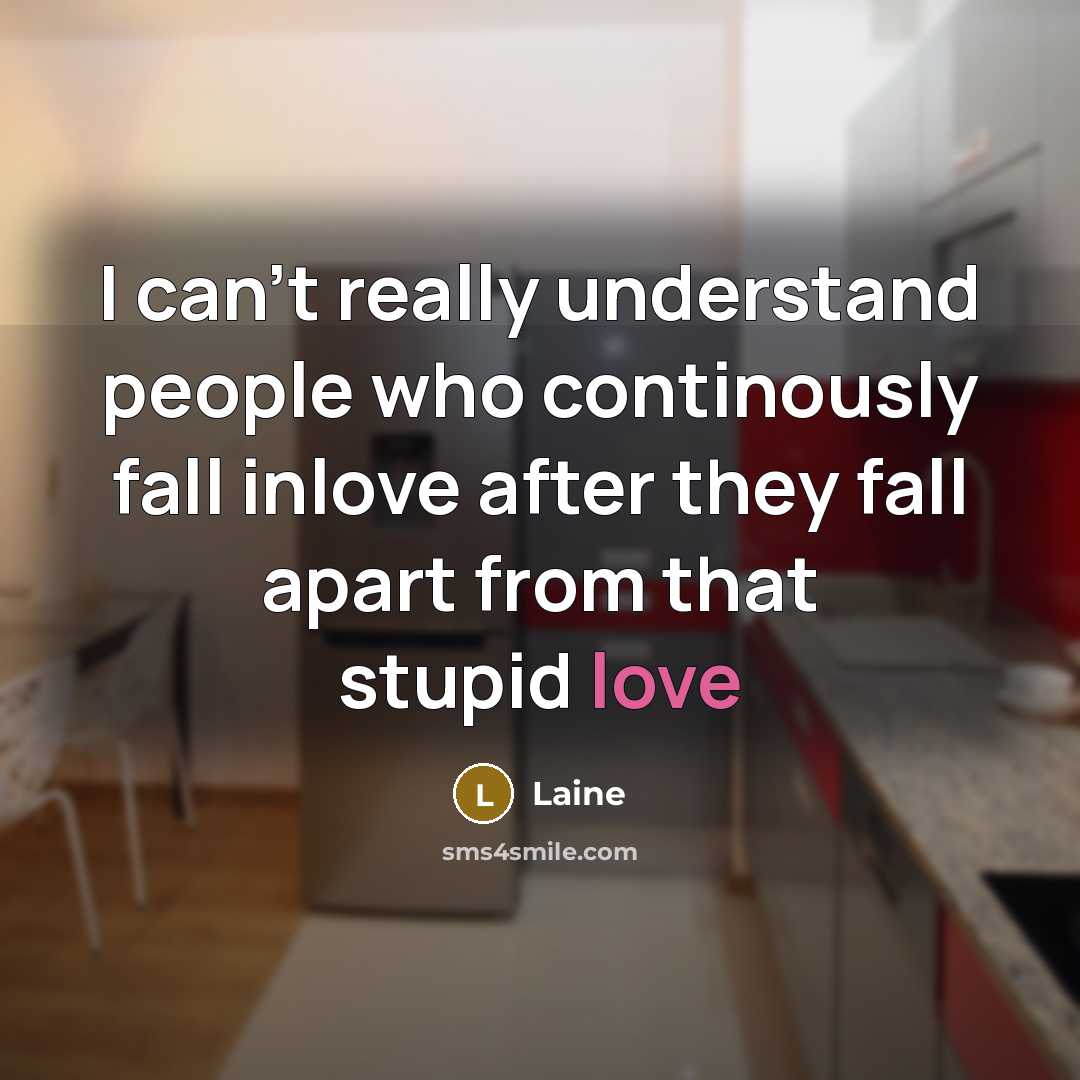 “I can't really understand people who continously fall inlove after they fall apart from that stupid love” quote by Laine