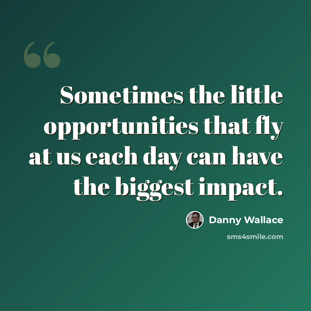 “Sometimes the little opportunities that fly at us each day can have the biggest impact.” quote by Danny Wallace