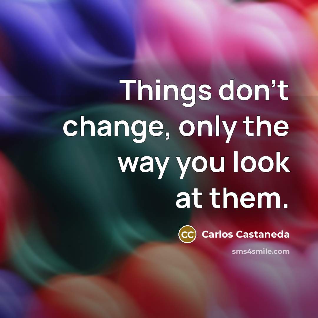 “Things don't change, only the way you look at them.” quote by Carlos Castaneda