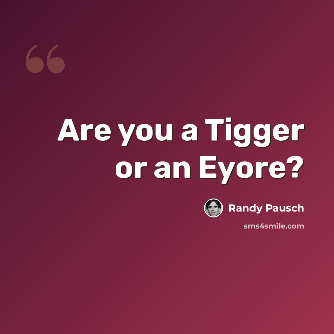“Are you a Tigger or an Eyore?” quote by Randy Pausch