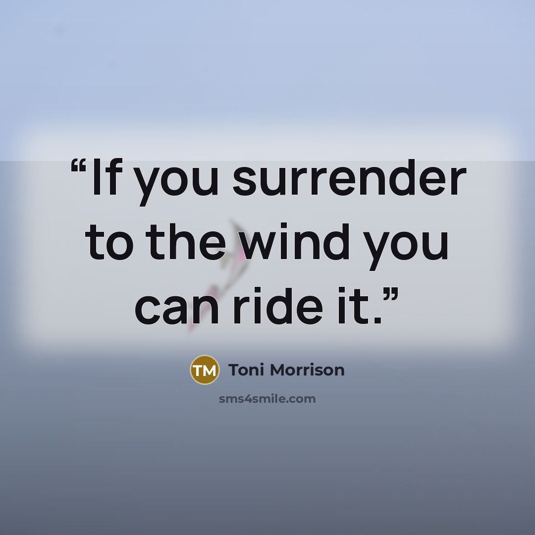 “If you surrender to the wind you can ride it.” quote by Toni Morrison