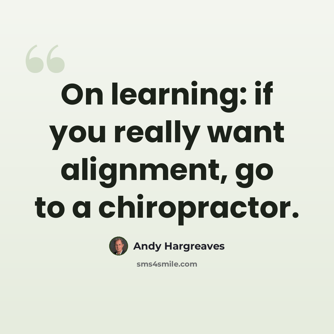 “On learning: if you really want alignment, go to a chiropractor.” quote by Andy Hargreaves