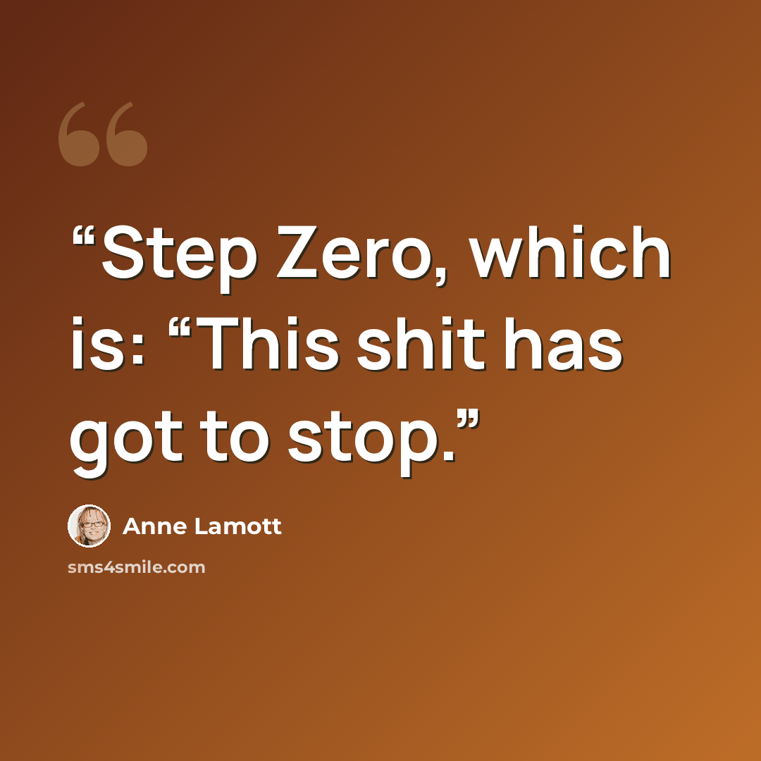“Step Zero, which is: “This shit has got to stop.” quote by Anne Lamott