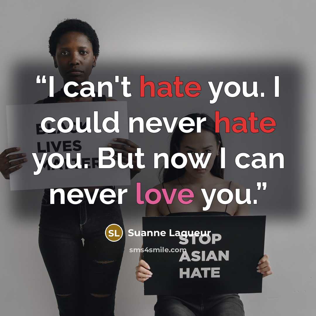 “I can't hate you. I could never hate you. But now I can never love you.” quote by Suanne Laqueur