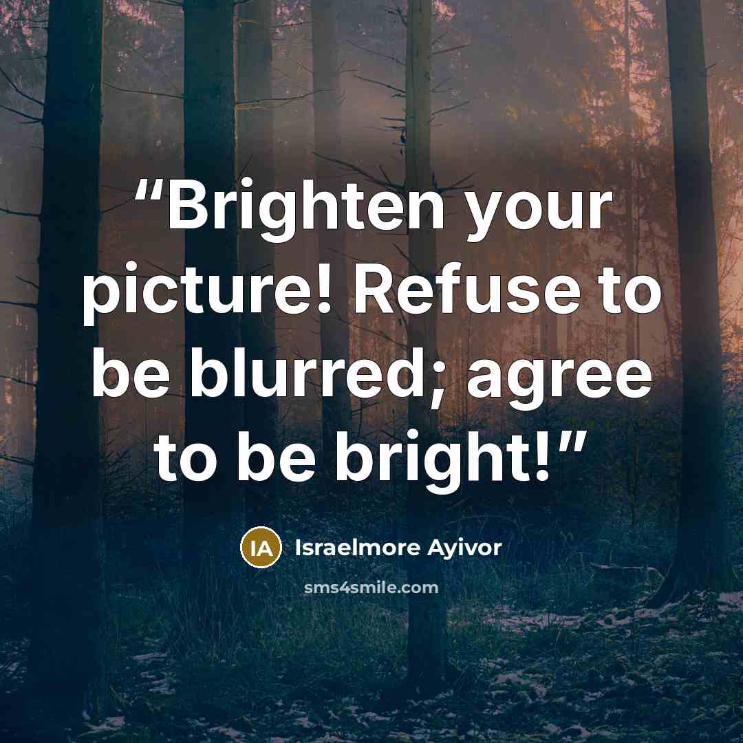 “Brighten your picture! Refuse to be blurred; agree to be bright!” quote by Israelmore Ayivor