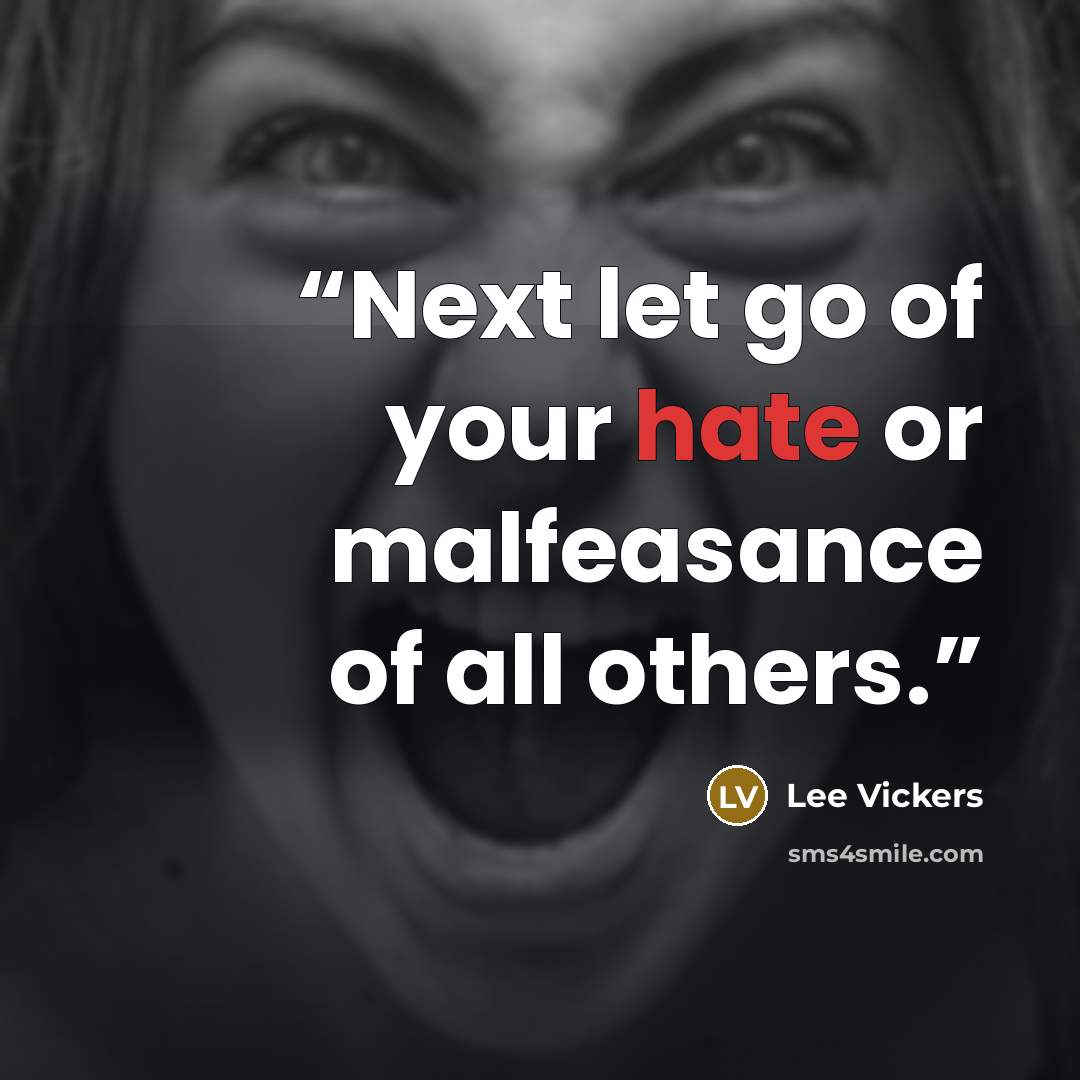 “Next let go of your hate or malfeasance of all others.” quote by Lee Vickers