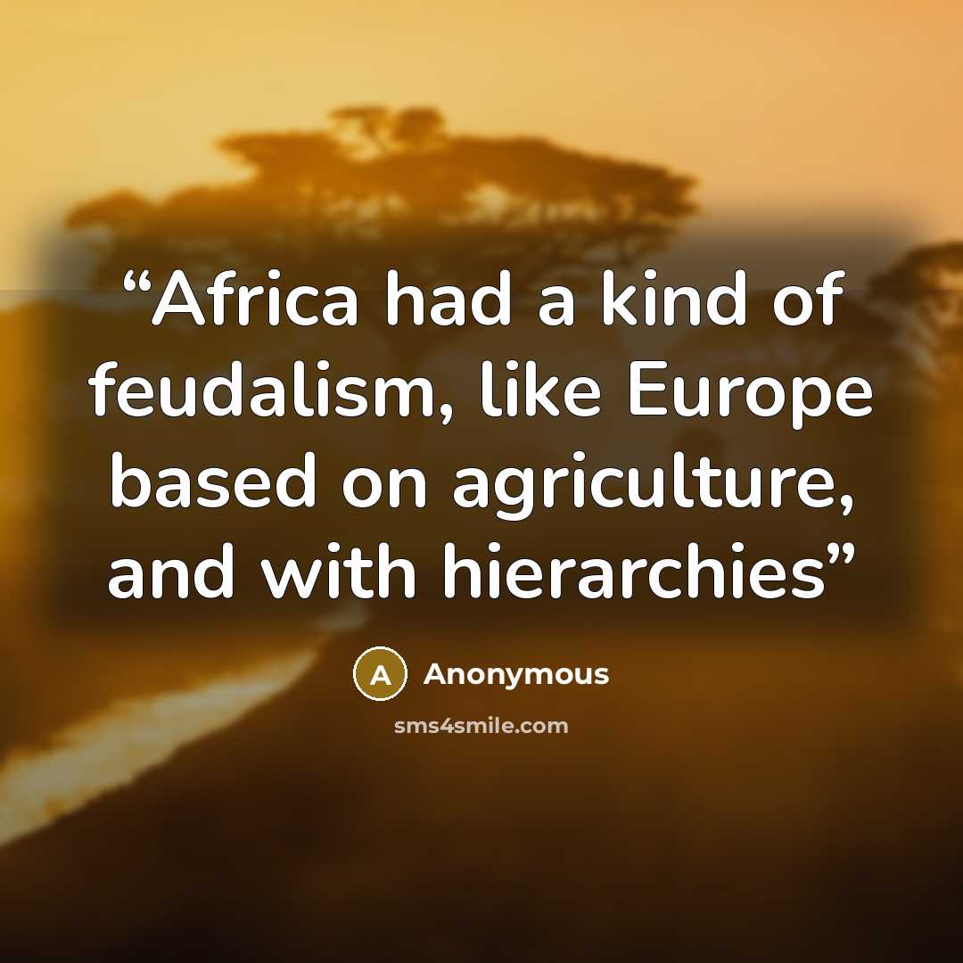 “Africa had a kind of feudalism, like Europe based on agriculture, and with hierarchies” quote by Anonymous