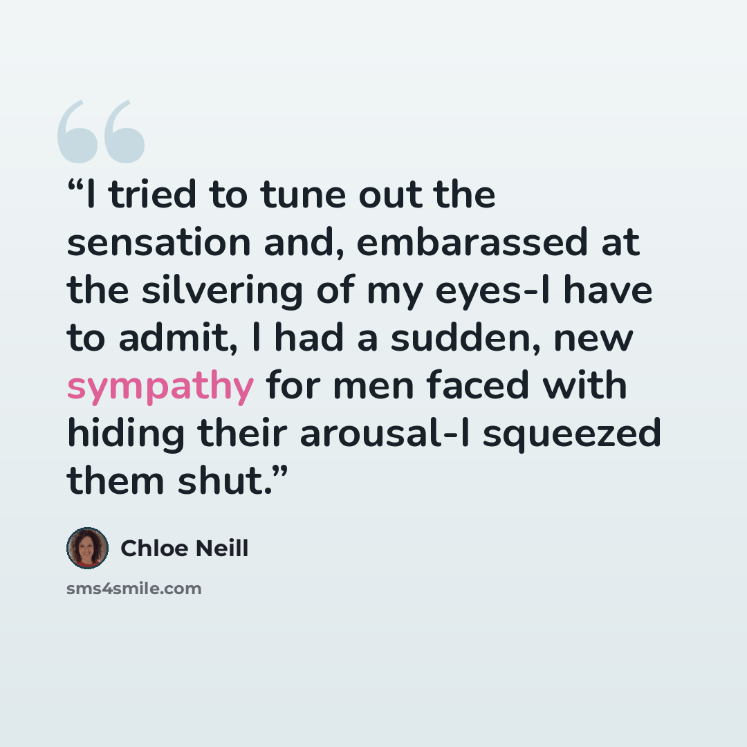 “I tried to tune out the sensation and, embarassed at the silvering of my eyes-I have to admit, I had a sudden, new sympathy for men faced with hiding their arousal-I squeezed them shut.” quote by Chloe Neill