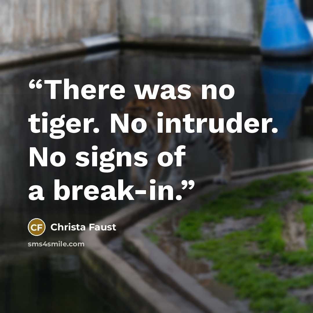 “There was no tiger. No intruder. No signs of a break-in.” quote by Christa Faust
