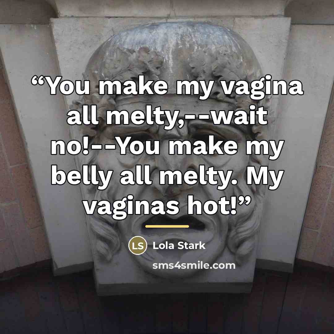 “You make my vagina all melty,--wait no!--You make my belly all melty. My vaginas hot!” quote by Lola Stark