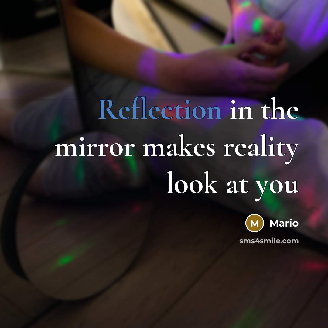 “Reflection in the mirror makes reality look at you” quote by Mario