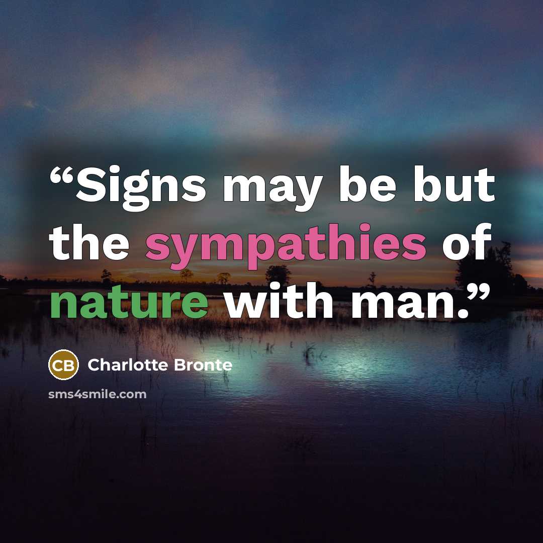 “Signs may be but the sympathies of nature with man.” quote by Charlotte Brontë
