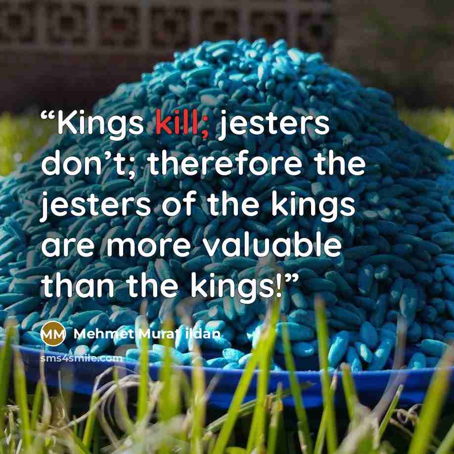 “Kings kill; jesters don’t; therefore the jesters of the kings are more valuable than the kings!” quote by Mehmet Murat ildan