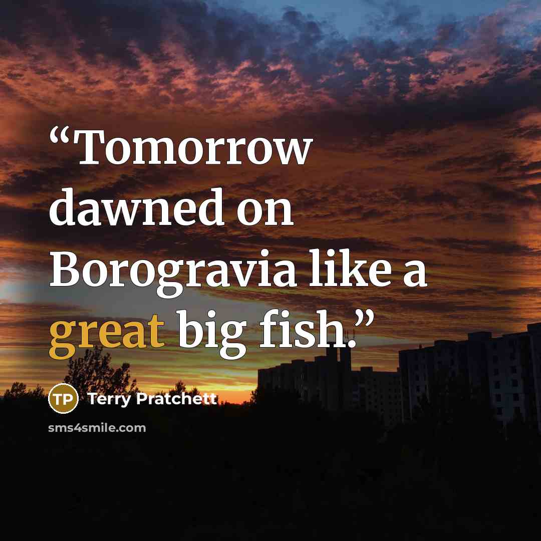 “Tomorrow dawned on Borogravia like a great big fish.” quote by Terry Pratchett