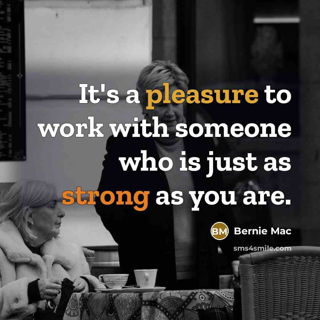 “It's a pleasure to work with someone who is just as strong as you are.” quote by Bernie Mac