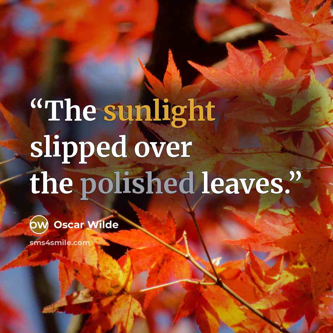 “The sunlight slipped over the polished leaves.” quote by Oscar Wilde