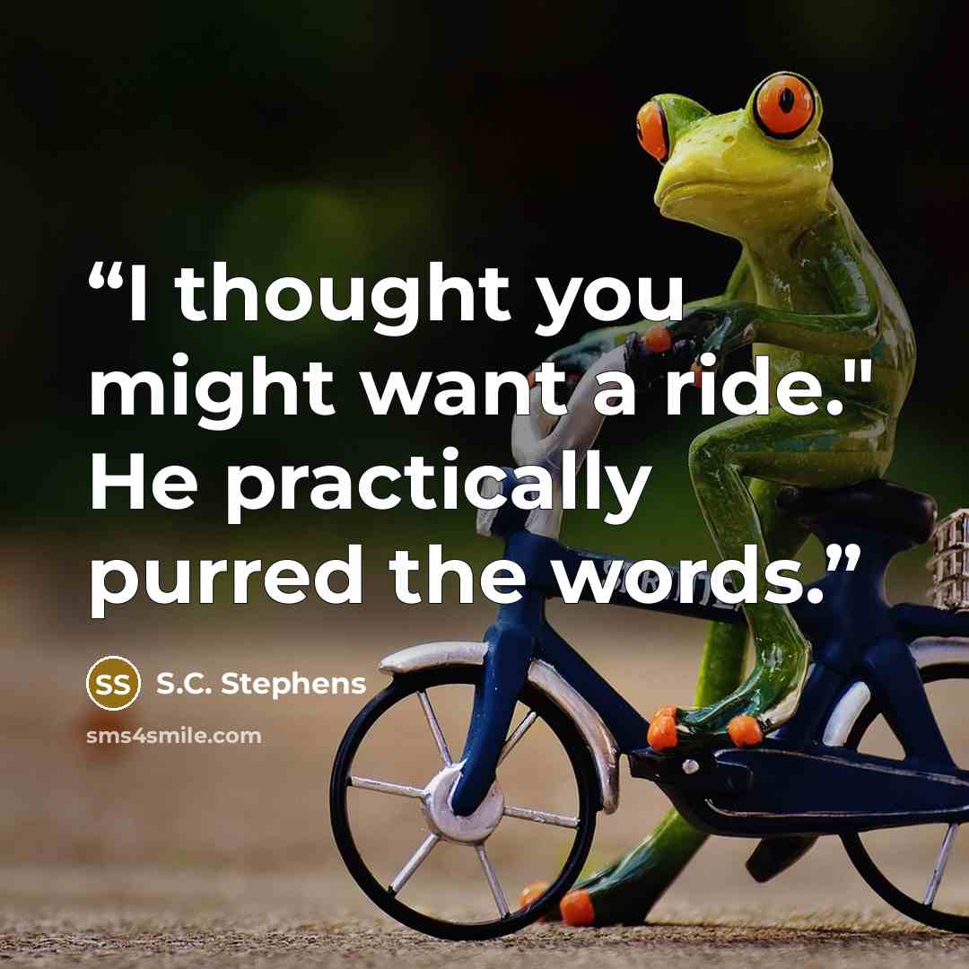 “I thought you might want a ride." He practically purred the words.” quote by S.C. Stephens