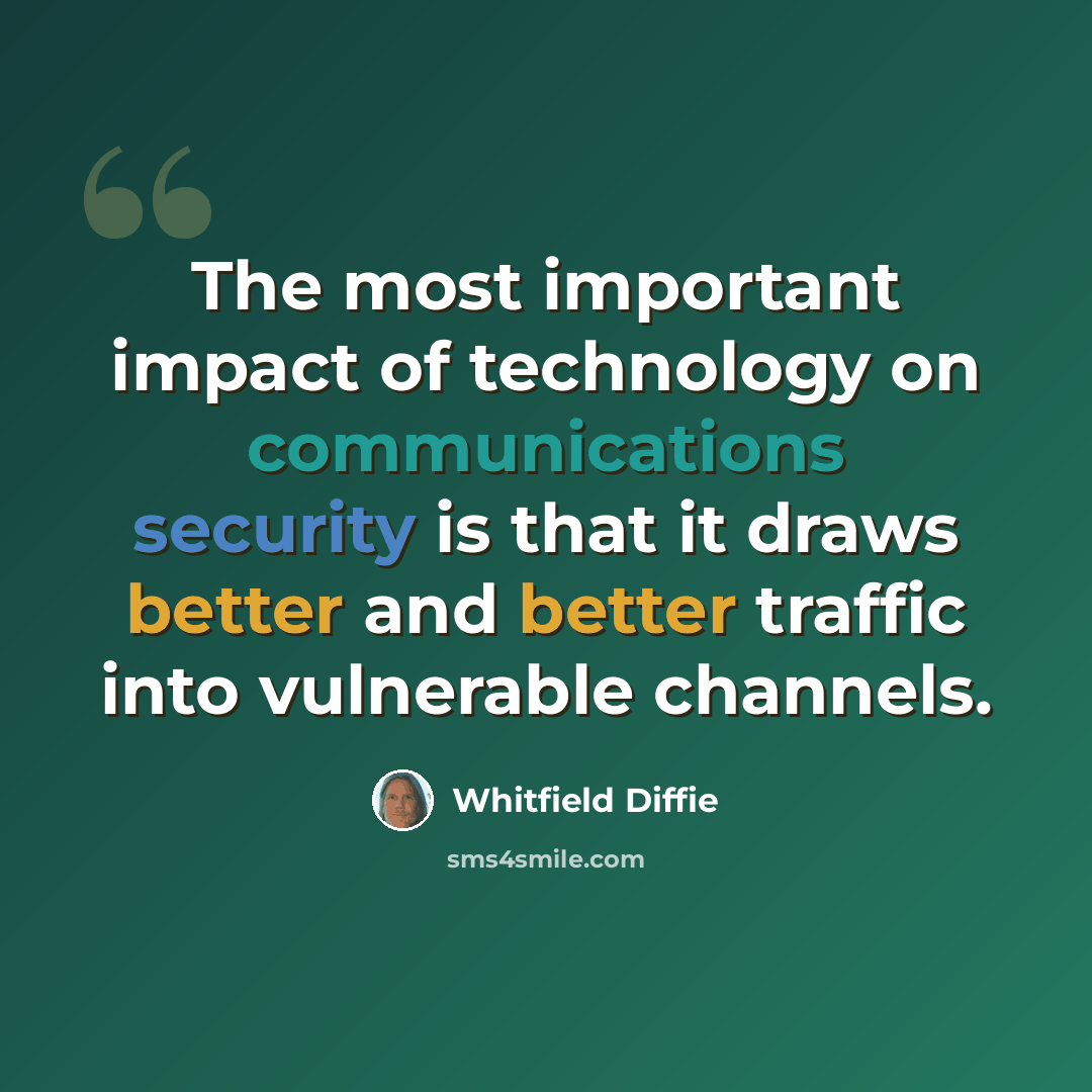 “The most important impact of technology on communications security is that it draws better and better traffic into vulnerable channels.” quote by Whitfield Diffie