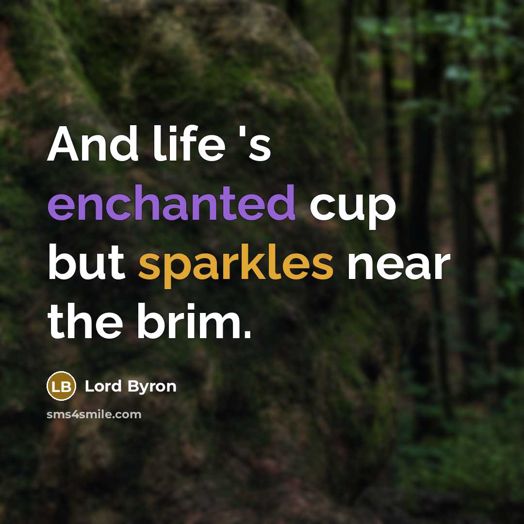 “And life 's enchanted cup but sparkles near the brim.” quote by Lord Byron