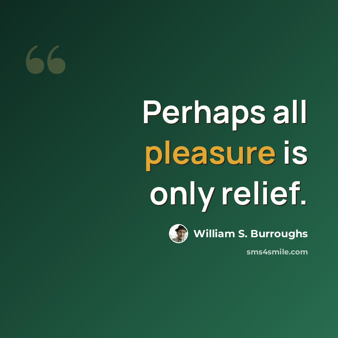“Perhaps all pleasure is only relief.” quote by William S. Burroughs
