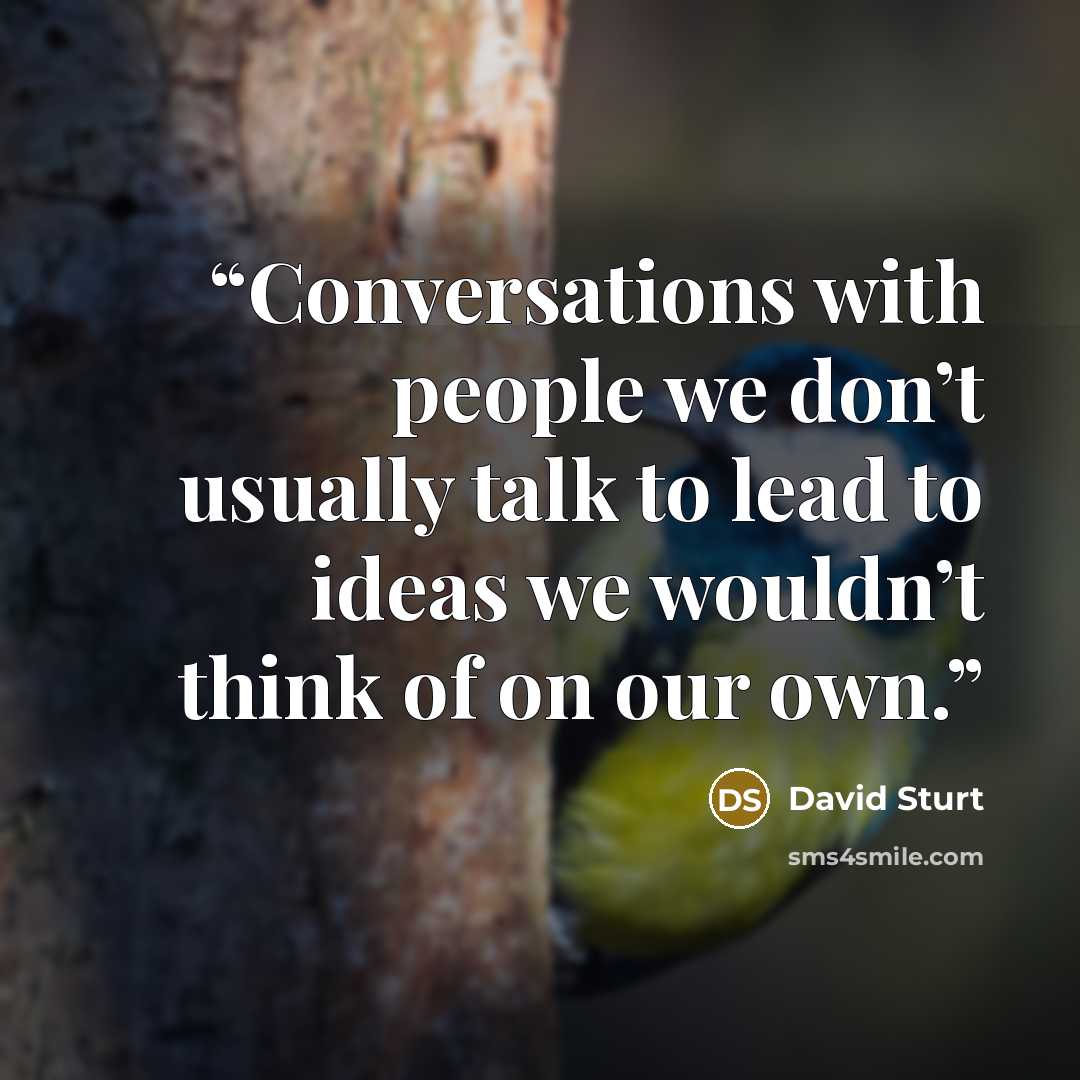 “Conversations with people we don’t usually talk to lead to ideas we wouldn’t think of on our own.” quote by David Sturt