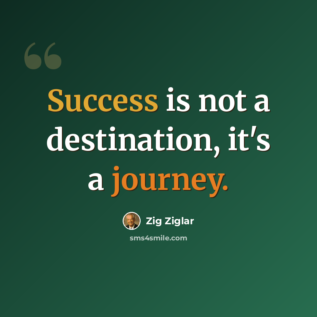 “Success is not a destination, it's a journey.” quote by Zig Ziglar