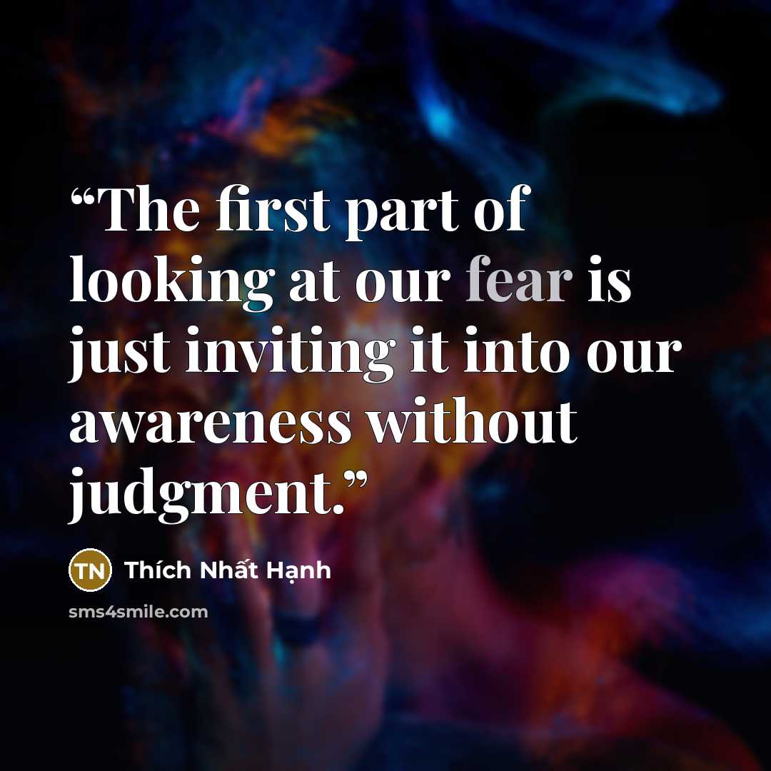 “The first part of looking at our fear is just inviting it into our awareness without judgment.” quote by Thich Nhat Hanh