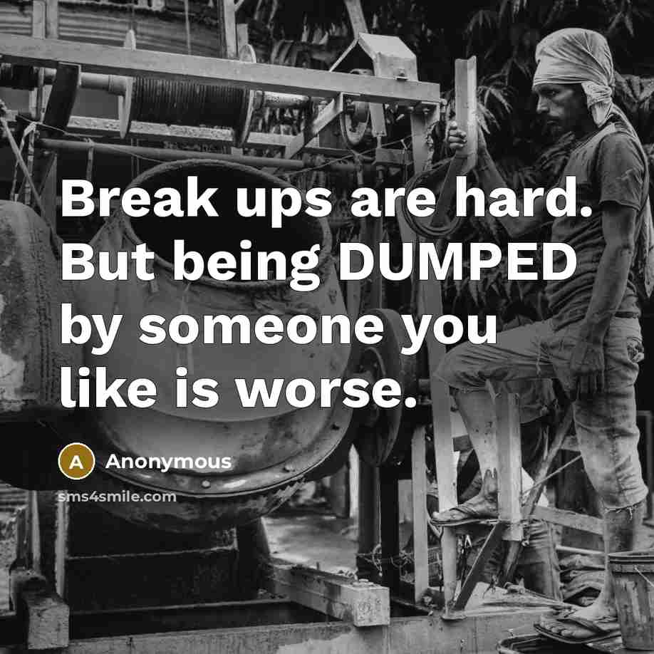 “Break ups are hard. But being DUMPED by someone you like is worse.” quote by Anonymous