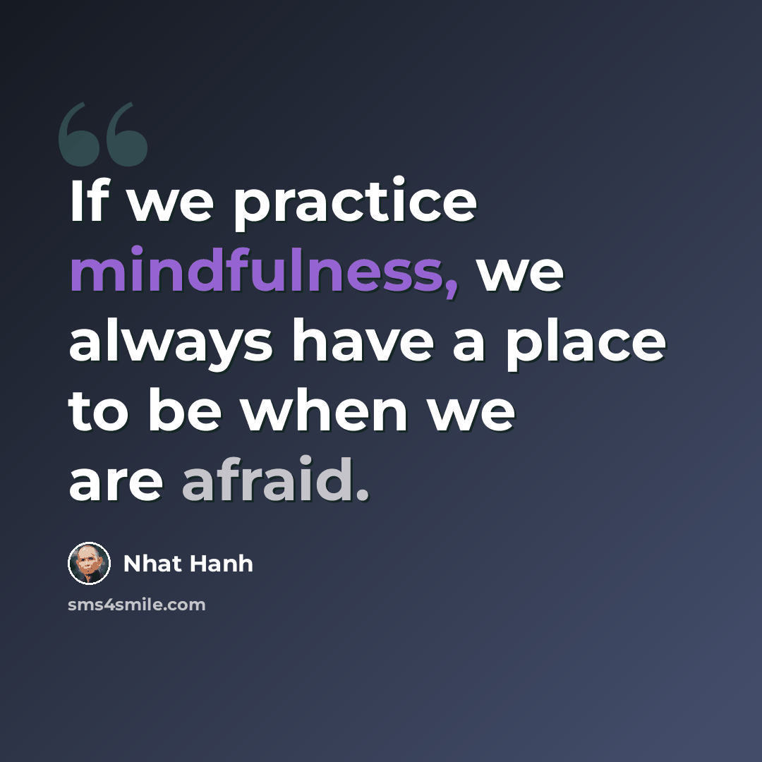 “If we practice mindfulness, we always have a place to be when we are afraid.” quote by Nhat Hanh