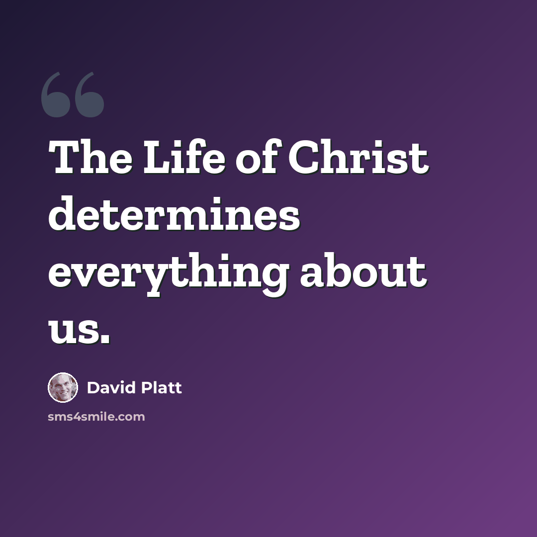 “The Life of Christ determines everything about us.” quote by David Platt