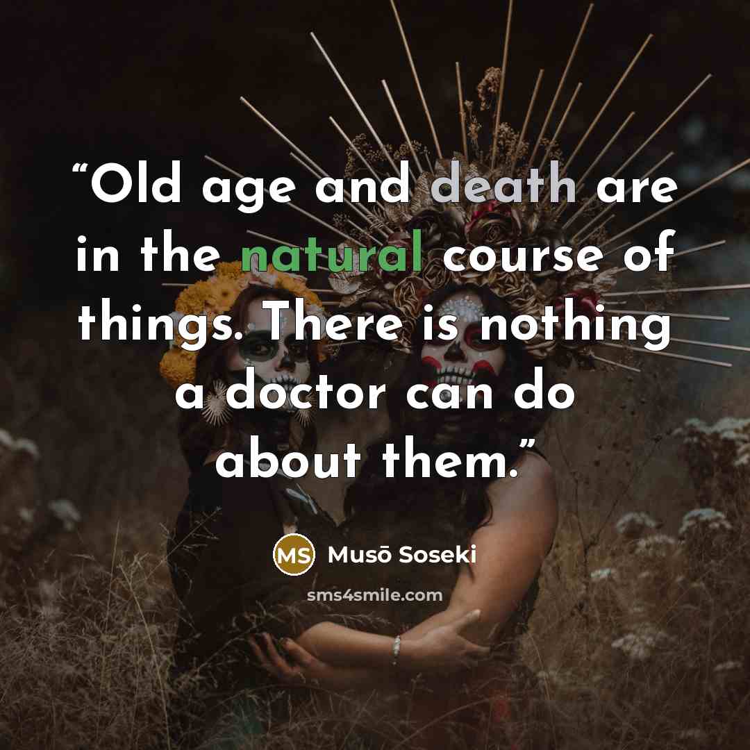 “Old age and death are in the natural course of things. There is nothing a doctor can do about them.” quote by Musō Soseki