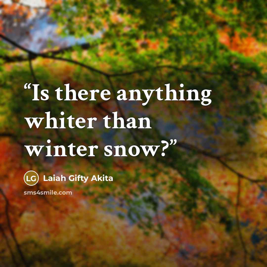 “Is there anything whiter than winter snow?” quote by Laiah Gifty Akita
