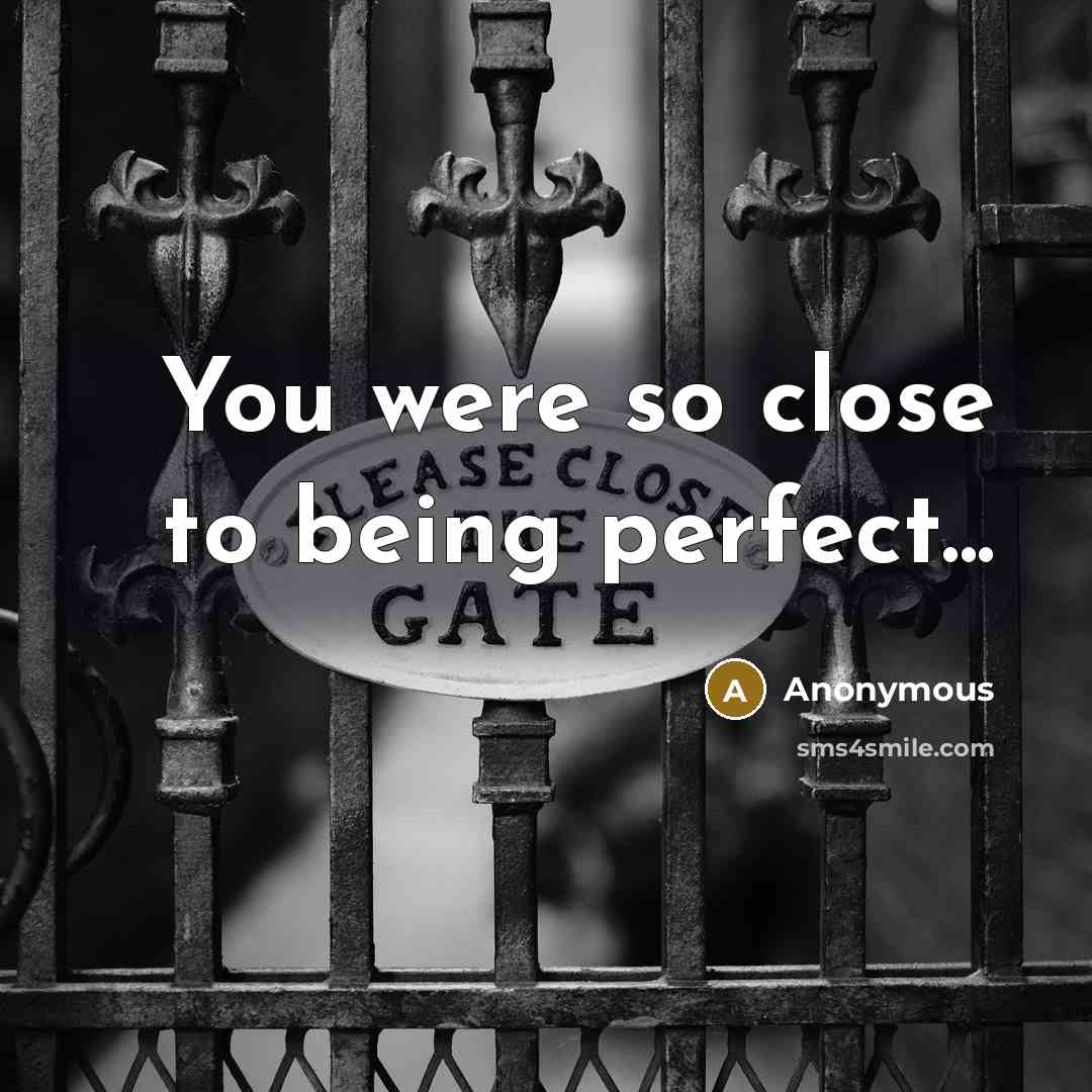 “You were so close to being perfect...” quote by Anonymous