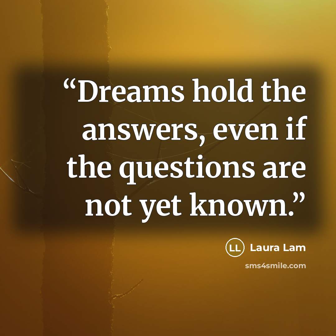 “Dreams hold the answers, even if the questions are not yet known.” quote by Laura Lam