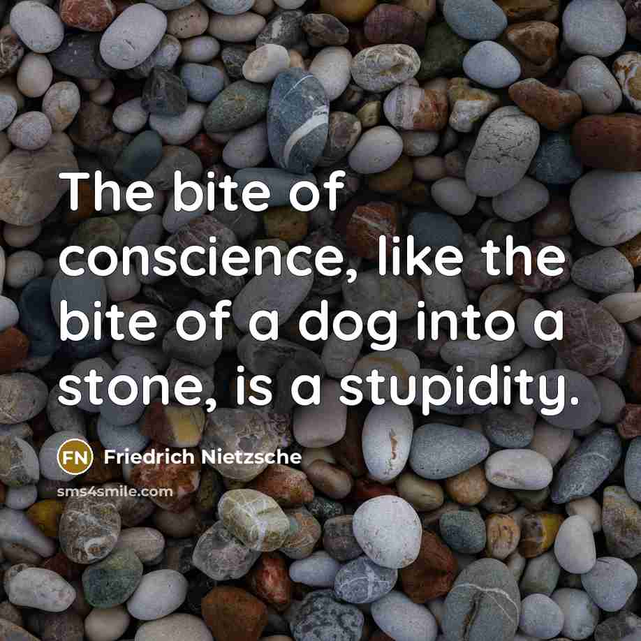 “The bite of conscience, like the bite of a dog into a stone, is a stupidity.” quote by Friedrich Nietzsche